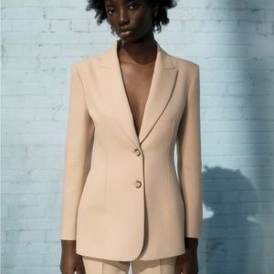 NWOT Zara Seamed Blazer taupe brown, S